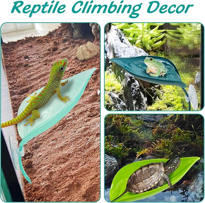 3 Pack Plastic Frog Habitat Platform with Suction Cups Reptile Decorations for Terrarium Dwarf Frogs Tank Accessories Decor Turtle Basking Platforms for Amphibian