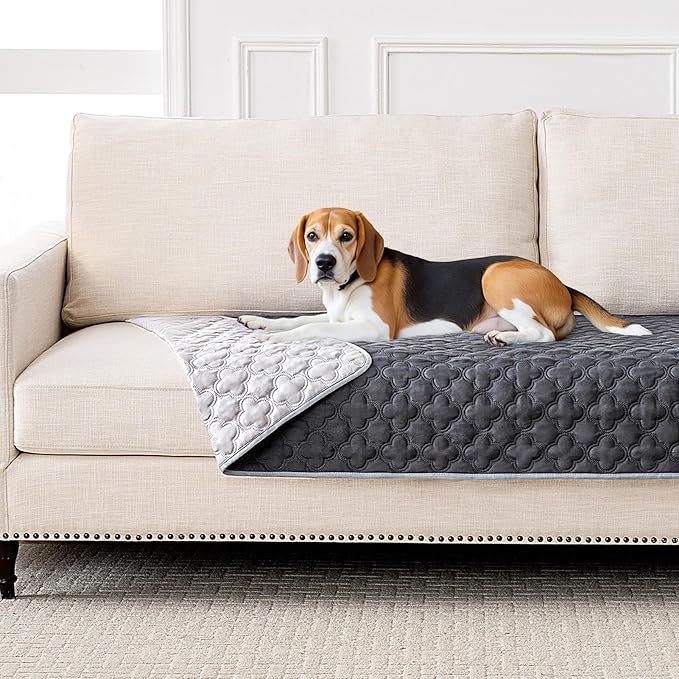 Waterproof Dog Blanket, Couch Cover for Dogs Washable, Reversible Dog Bed Cover.(Dark＆Light Grey, 30 X 53 Inch - 1 Pack)