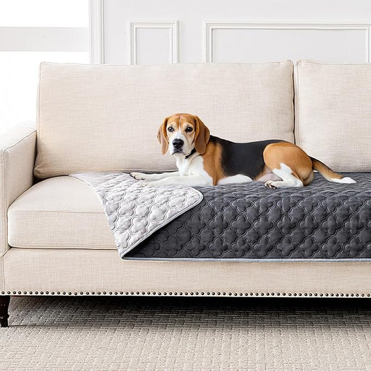 Waterproof Dog Blanket, Couch Cover for Dogs Washable, Reversible Dog Bed Cover.(Dark＆Light Grey, 30 X 70 Inch - 1 Pack)