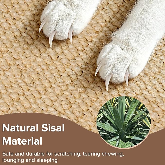 Rabbit Scratching Pad, 16 X 12 Inch Natural Sisal Bunny Scratching Pad Claws Mat, Natural Rabbit Foraging Mats for Cages, Indoor Bunny Toys Accessories for Sleeping Resting - 2pcs