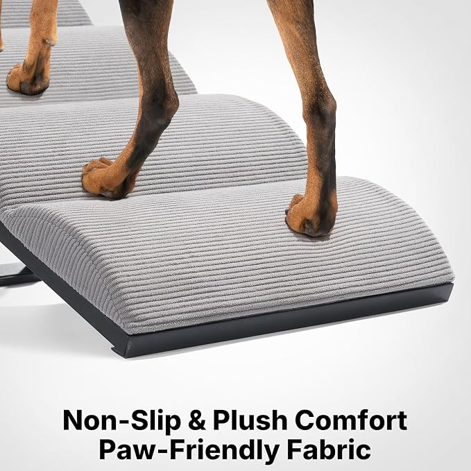 Veehoo Foldable Dog Ramp for Bed Couch Large Dogs, Adjustable 12-20'' High | Portable Dog Stairs 17" Extra Wide for Small Medium Large Pet, Folding Indoor Doggie Steps with Non-Slip Pad, up to 150lbs