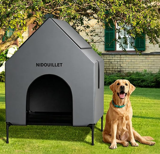 Dog House Outdoor 36 Inch Dog Shelter with Bed for Medium & Small Dogs | Windproof Waterproof Easy Clean, Durable 600D PVC Construction 160Lb Weight Capacity, Outdoor Dog Resting Space