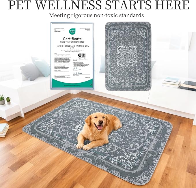 Homimp Washable Pee Pads for Dogs, 2 Pack Reusable Puppy Pads Waterproof, Absorbent and Leakproof Dog Pee Pads, Non Slip Puppy Training Pads, Pet Mat for Floor, Crate, Couch, Whelping,Grey, 36"x36"