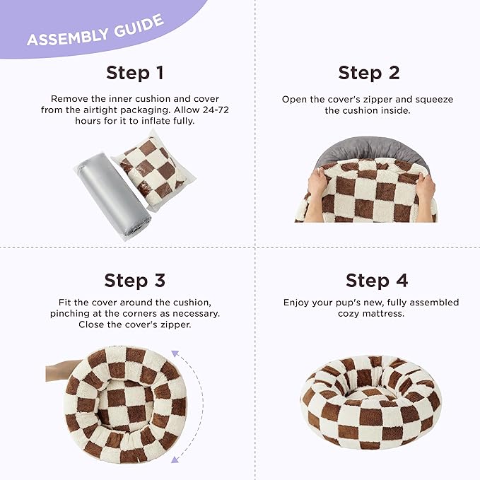 LE SURE Shown on TV Jacquard Donut Dog Beds Extra Large,Brown 42x42x9in | XL Orthopedic Calming Pet Bed Sofa, Original Design Pattern,Washable Cover, Home Decor as Gift for Pet,Anti Slip Bottom