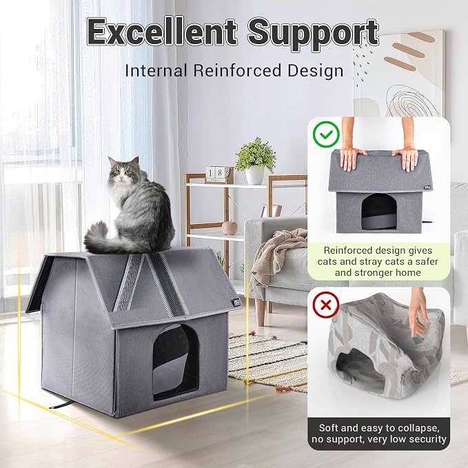 MIU Color Outdoor Cat House, Large Weatherproof Cat Houses for Outdoor Cats, Insulated Feral Cat Shelter with Removable Soft Mat, Easy to Assemble, 17.1" x 15" x 16.6" inch | Insulated Feral Cat Shelter with Removable Soft Mat, Easy to Assemble,17.1" x...