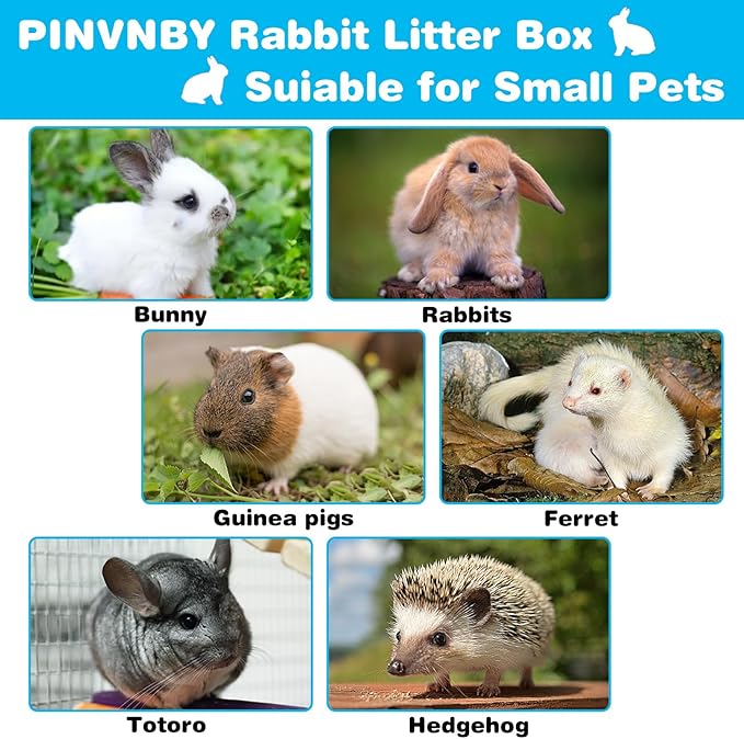 PINVNBY Rabbit Litter Box for Cage Bunny Corner Litter Bedding Box Small Animal Litter Pan Hanging Pet Bowls Cage Potty Trainer Pet Toilet for Rabbit Bunny Guinea Pigs Small Animals