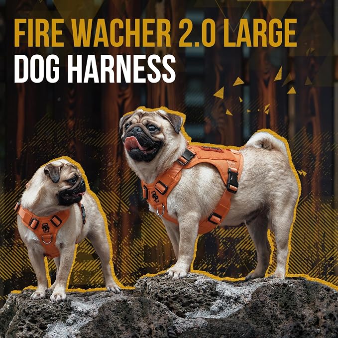 OneTigris Tactical Dog Harness Vest No-Pull Service Dog Vest for Large Dogs | 1000D Pullable Nylon, with Control Handle and Hook & Loop Panels, Easy On & Off, Adjustable for Walking Training Orange L
