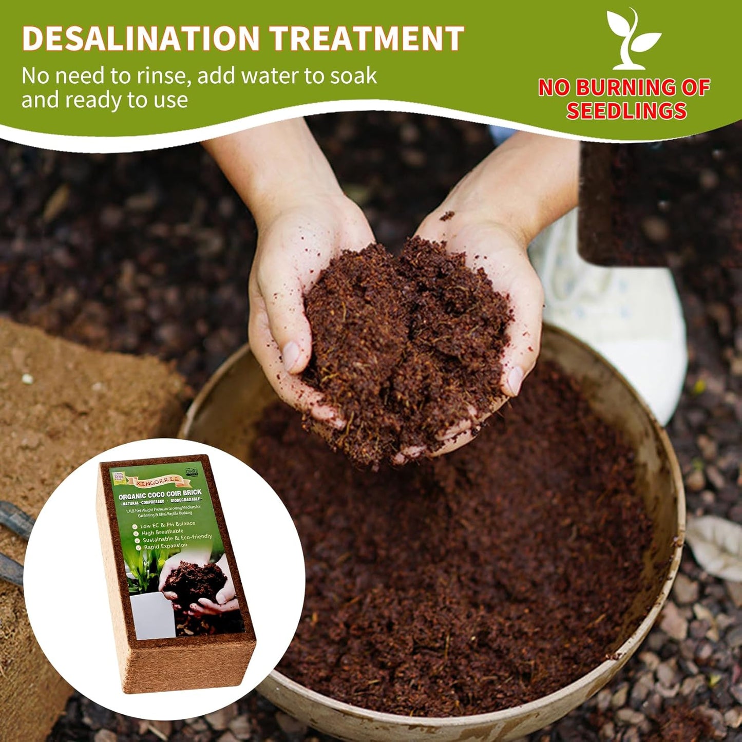 Coco Coir Brick for Plants- 5 Pack,1.4lbs 100% Organic Coconut Coir Soil Neutral pH, for Plant Growth and Root Developmentfor Growing Vegetables & Ideal Reptile Bedding (5)