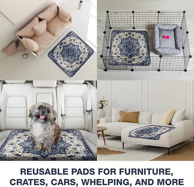 PUPIBOO Washable Pee Pads for Dogs & Cats - Super Absorbent Reusable Puppy Training Pads - 100% Waterproof, Leak-Proof, Non-Slip Pet Pads for Housebreaking, Whelping & Indoor Floor Protection