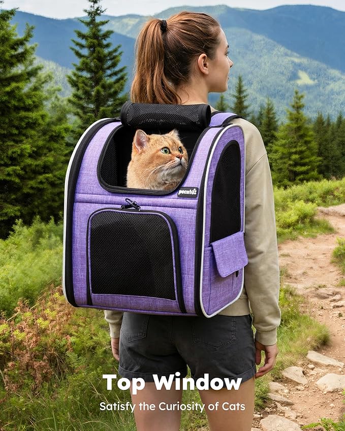 pecute Cat Backpack Expandable, Cat Carrier with Breathable Window
