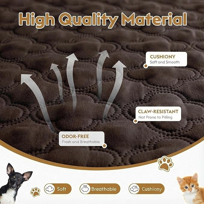 Waterproof Dog Blanket, Couch Cover for Dogs Washable, Reversible Dog Bed Cover, Couch Furniture Protector. (Dark＆Light Brown, 68 X 82 Inch - 1 Pack)