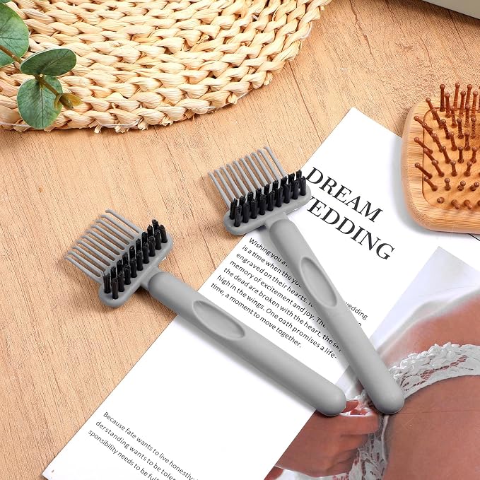 Yuanchu 2Pcs 2-in-1 Hair Brush Cleaner and Remover Tools, Dual-Sided Comb Effective Hairbrush Cleaner for Removing Hair and Dust Home Salon Travel Use(Grey)