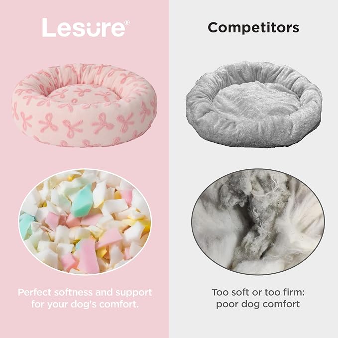 Lesure Shown on TV Jacquard Donut Dog Beds Extra Large,Pink Taffy 42x42x9in | XL Orthopedic Calming Pet Bed Sofa, Original Design Pattern,Washable Cover, Home Decor as Gift for Pet,Anti Slip Bottom