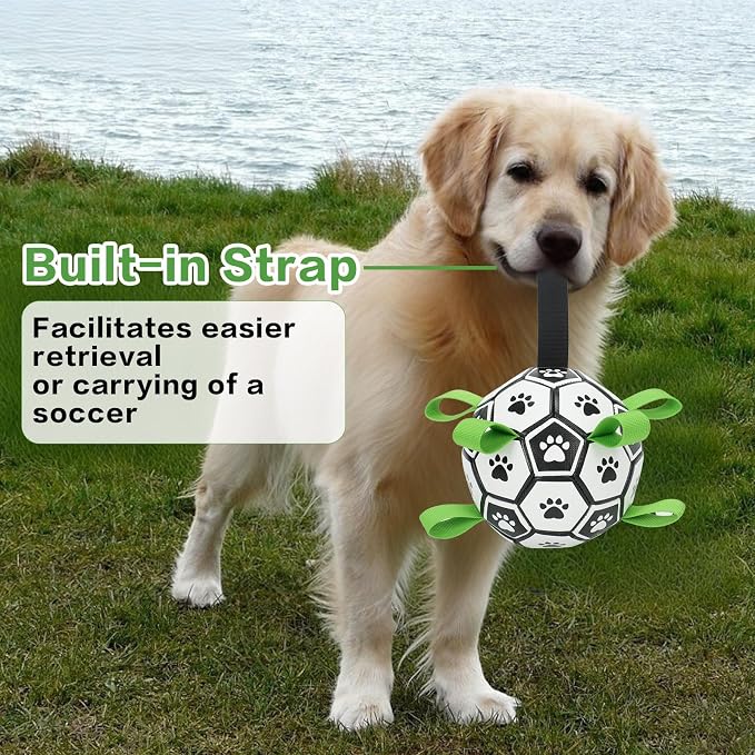 Dog Toys Balls, Dog Soccer Ball with Straps, Dog Birthday Gifts, Durable Balls for Small Medium Pet, Puppy Outdoor Toy, Pet Training Soccer Ball, World Cup Soccer (6 Inch)