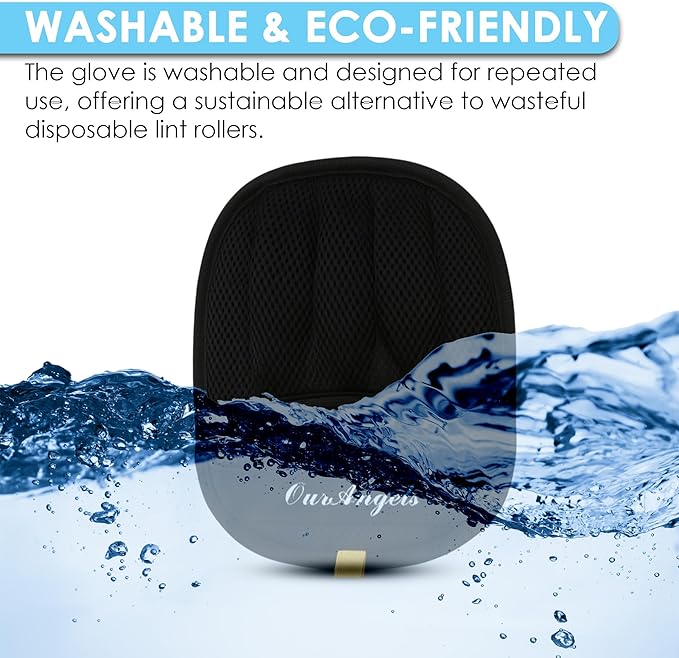OurAngels Pack of 2 Electrostatic Pet Hair Removal Gloves – 5 Finger Reusable Grooming Gloves for Dogs and Cats – Gentle Fur Remover for Furniture, Sofa, Car and Clothes
