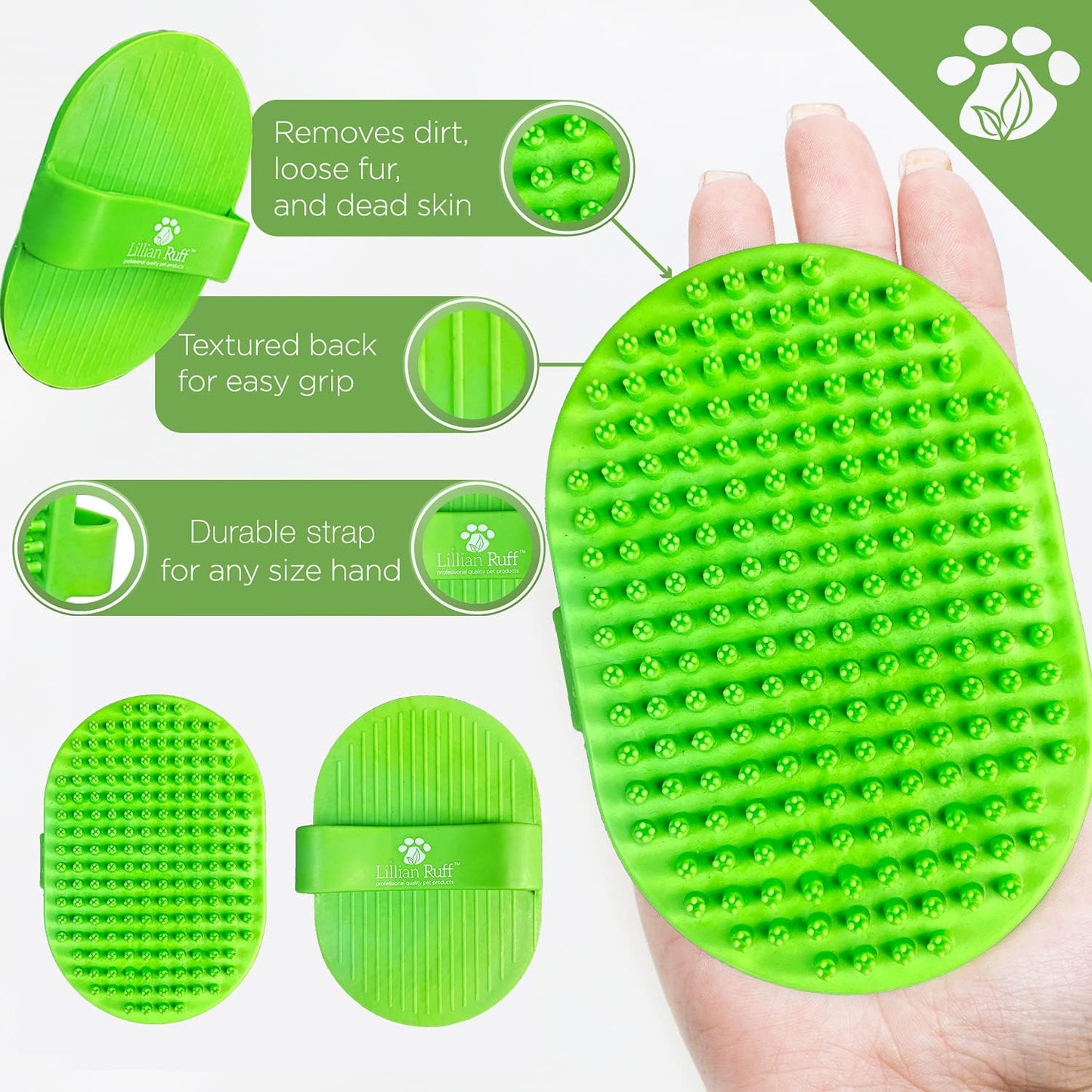 Lillian Ruff Calming Oatmeal Pet Shampoo for Dry Skin & Itch Relief with Aloe & Hydrating Essential Oils - Replenish Moisture & Deodorize - Gentle Dog Shampoo for Normal/Sensitive Skin (16oz & Brush)