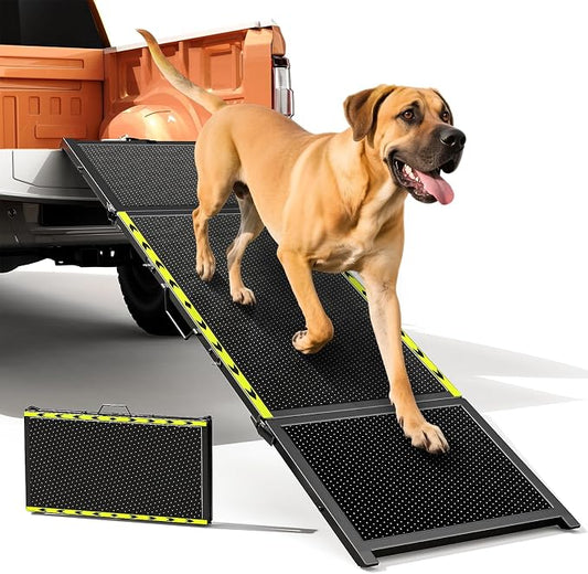 74'' L & 20'' W Longest Dog Ramp for Car - Extra Wide Portable Pet Dog Ramps for Large Dogs, Dogs Cars Ramp for Car SUV/Truck/RV/Bed, Lightweight Ramps with Non-Slip Mesh Up to 250LBS, Black | Extra Wide Portable Pet Dog Ramps for Large Dogs, Dog Car R...