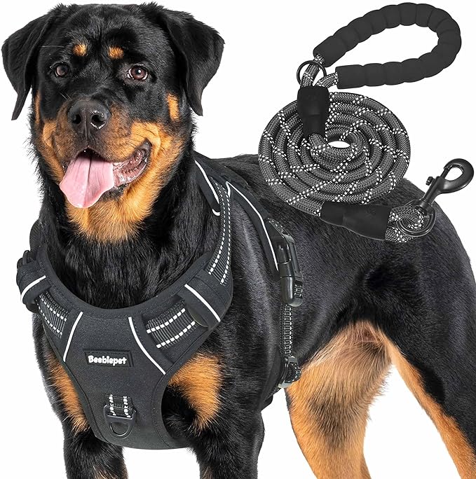 Beebiepet Heavy Duty Tactical Dog Harness for Small Dogs, No Pull Adjustable Pet Harness Reflective Service Training Easy Control Pet Vest Military K9 Working Dog Harnesses-X- Large, Black
