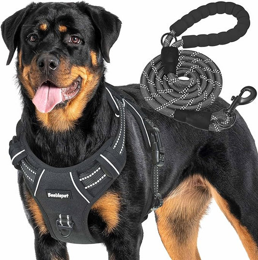 Beebiepet Heavy Duty Tactical Dog Harness for Small Dogs, No Pull Adjustable Pet Harness Reflective Service Training Easy Control Pet Vest Military K9 Working Dog Harnesses-X- Large, Black