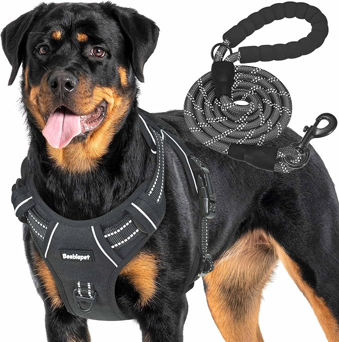 Beebiepet Heavy Duty Tactical Dog Harness for Small Dogs, No Pull Adjustable Pet Harness Reflective Service Training Easy Control Pet Vest Military K9 Working Dog Harnesses- Large, Black