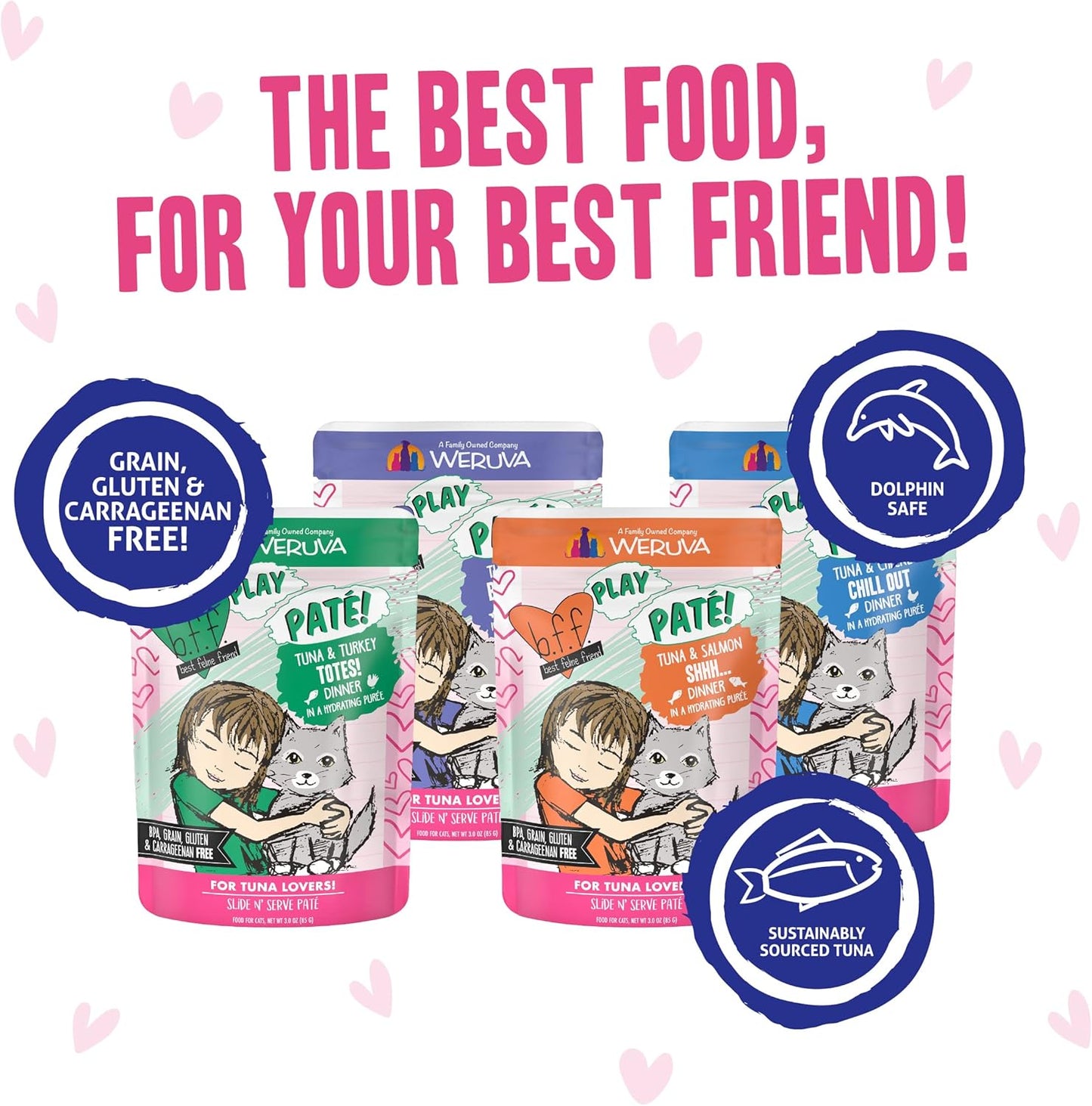 Weruva B.F.F. Play - Best Feline Friend Paté Lovers, Aw Yeah!, Paté Partay! Variety Pack, 3oz Pouch (Pack of 12)
