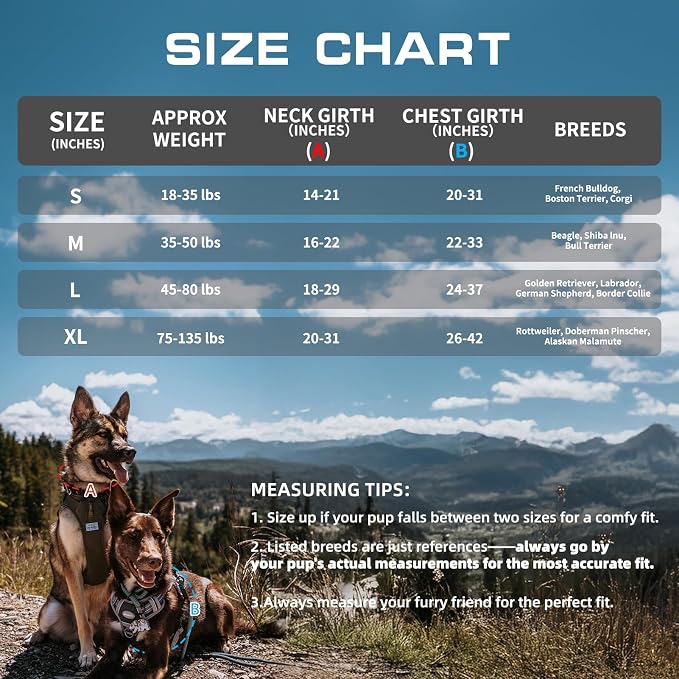 Auroth Tactical Dog Harness for Large Dogs No Pull Adjustable Pet Harness Reflective K9 Working Training Easy Control Pet Vest Military Service Dog Harnesses Grey XL