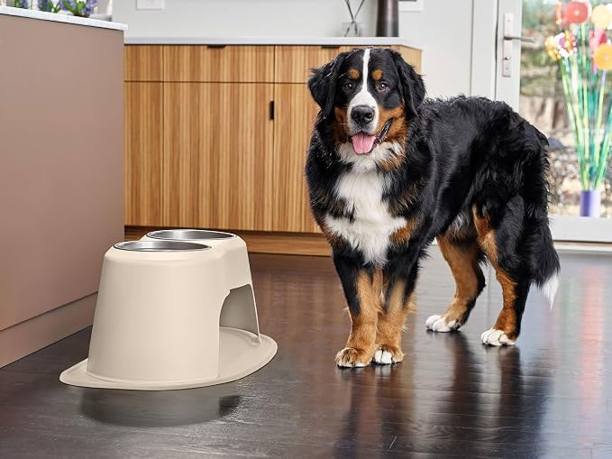 WeatherTech Double High Pet Feeding System - Elevated Dog/Cat Bowls - 14 inch High Dark Grey (DHC9614DGDG)