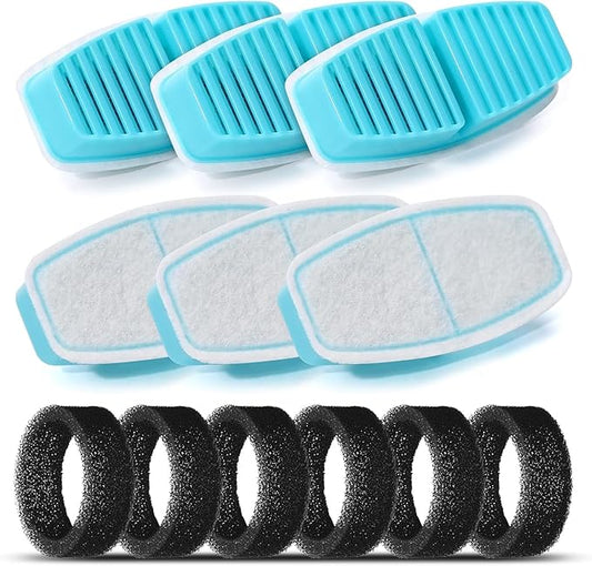 BEMOONY Cat Water Fountain Filters: Pet Water Fountain Replacement Filter - 12 Packs of Cat Fountain Filters (6 Carbon Filters + 6 Sponges) - Multiple Filtration Please Replace it Every 2-3 Weeks
