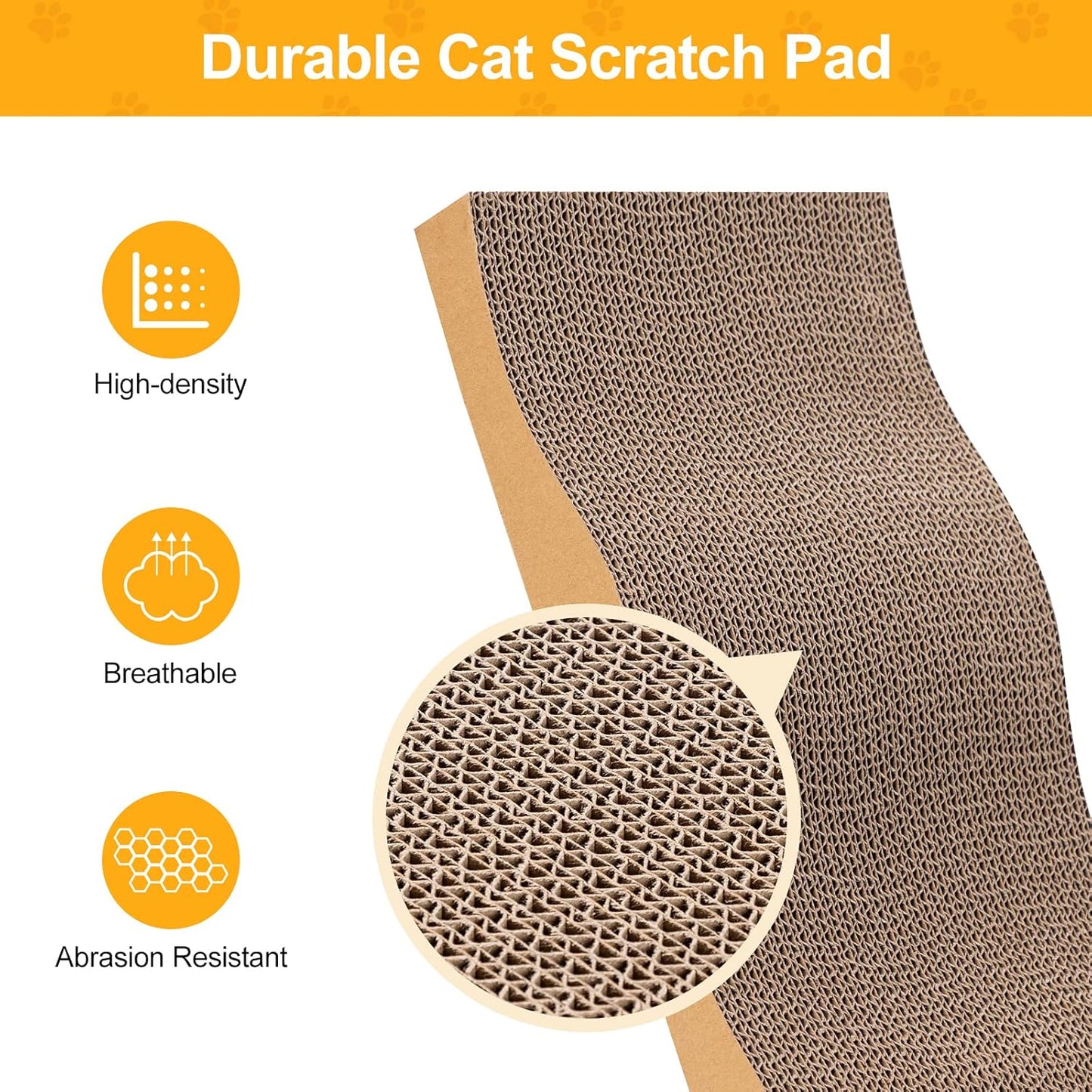 Poils bebe 5 PCS Cat Scratcher with Box, Reversible Cat Scratchers for Indoor Cats, Cardboard Cat Scratcher with Catnip, 2 Curved and 3 Flat Boards for Scratching Bed