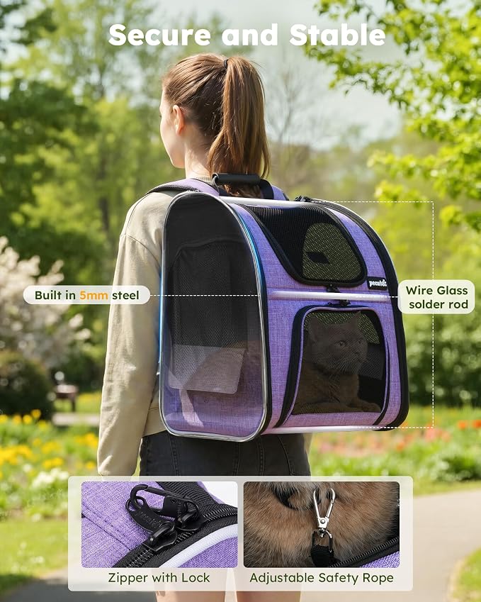 pecute Cat Backpack Expandable, Cat Carrier with Breathable Window
