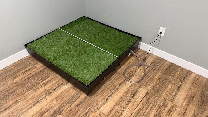 Quick and Clean 4' x 4' Basic Dog Potty Station with SmartDrain Wastewater System – Artificial Grass Indoor & Outdoor Dog Potty, Automatic Liquid Removal, Locking Casters, No Floor Drain Required