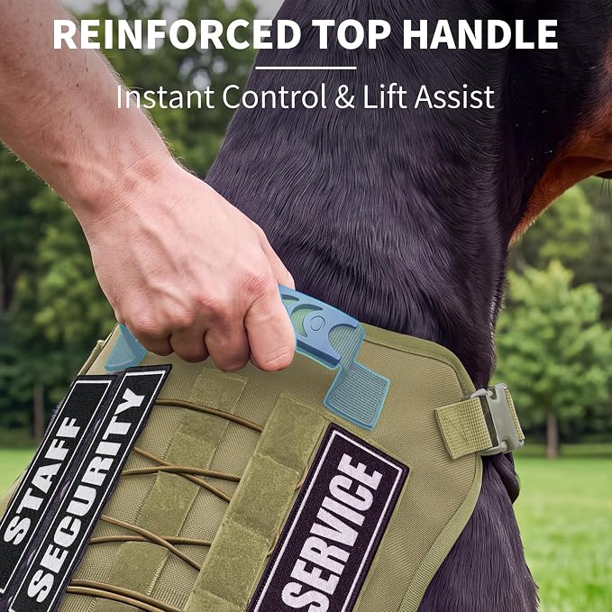 Tactical Dog Harness for Large Dogs, Heavy Duty No Pull Dog Harness with Handle, Adjustable 6-Buckle German Shepherd Big Size Dog Vest for Walking, Training, Hunting