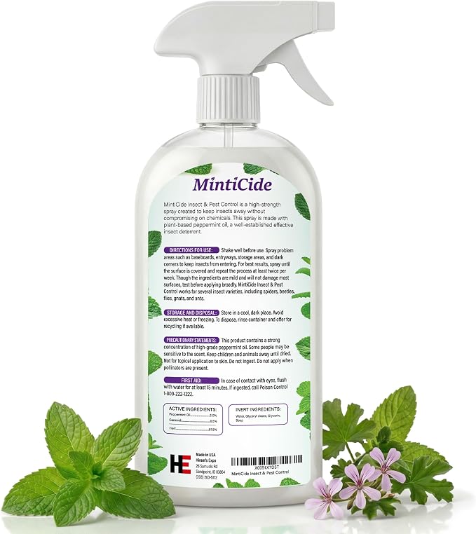 MintiCide Peppermint Oil Insect Repellent Spray, 20 oz Value Size, Natural Plant-Based Indoor & Outdoor Pest Control for Spiders, Ants & Roaches