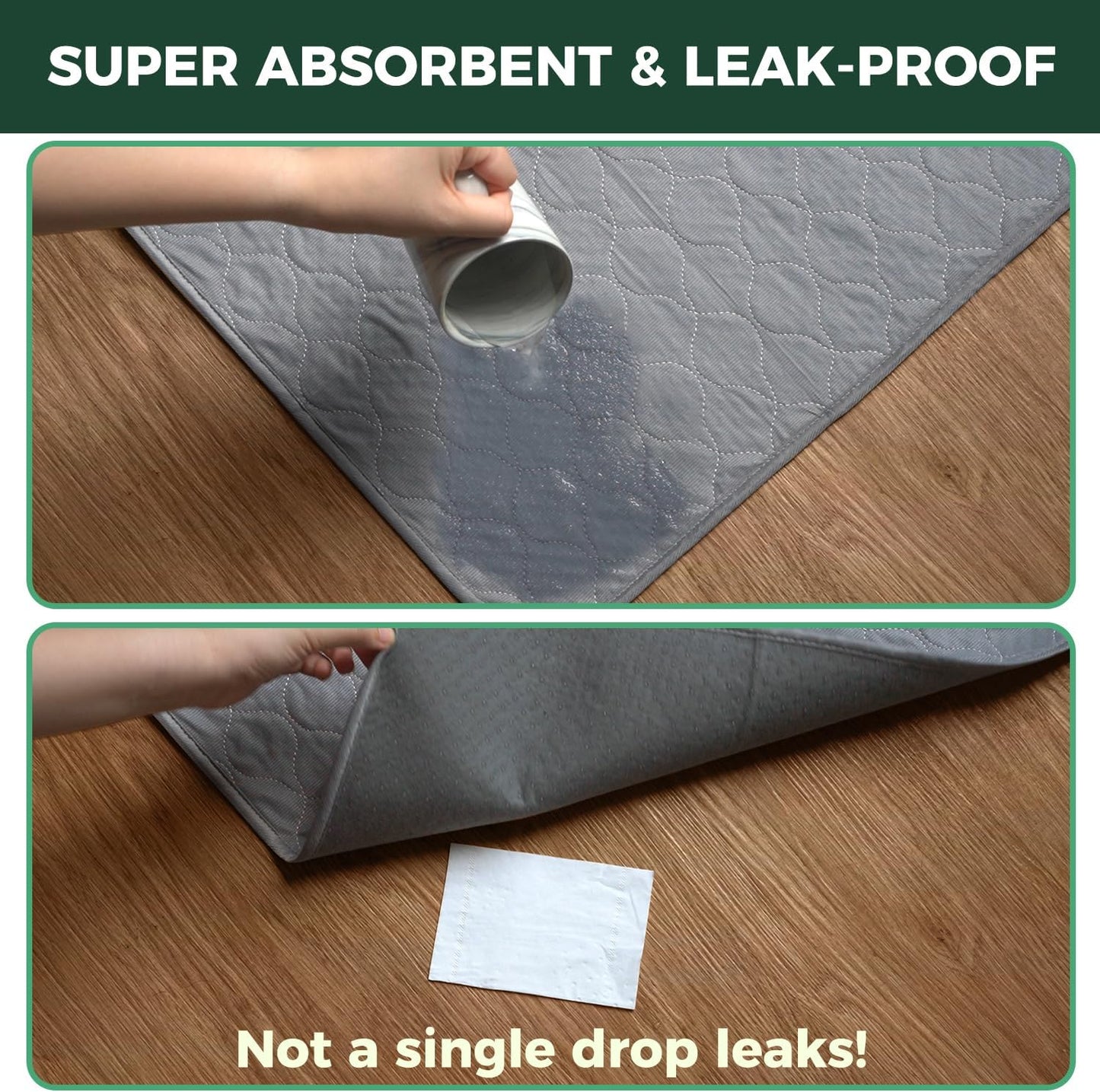 FXW Washable Pee Pads for Dogs, Puppy Pads with Super Absorbent, Specifically Designed for FXW Rollick/Homeplus 24inch 6 Panels Dog Playpen, 63" × 39" Rectangle, Gray, 1 Pack