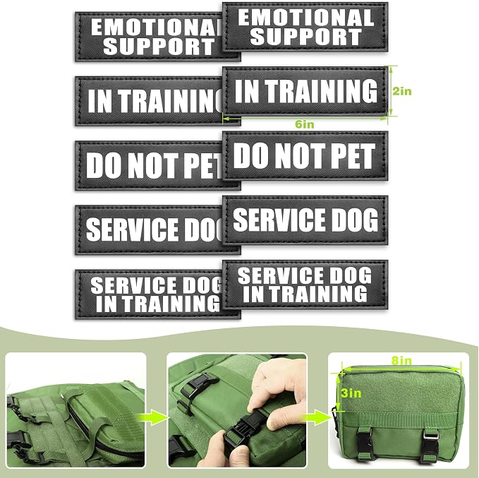 Tactical Dog Harness with Dog Leash, Service Working MOLLE Vest with 10 Pet Patches for Dog, No Pull Military Harness and Backpack for Training Hunting Walking