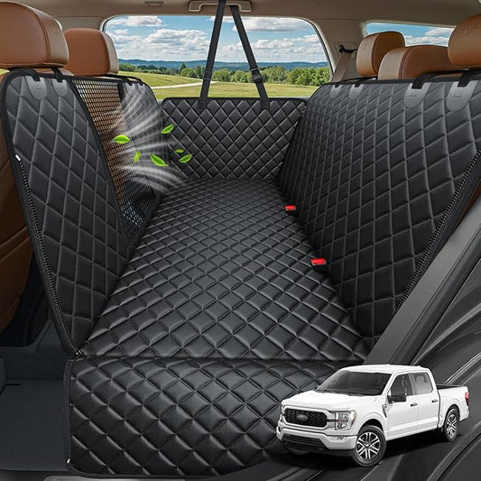 URPOWER 4 in 1 Dog Car Seat Cover for Back Seat, Waterproof Dog Hammock with Mesh Window and Side Flap Pet Car Seat Protector Dogs Backseat Cover for Full Size Trucks