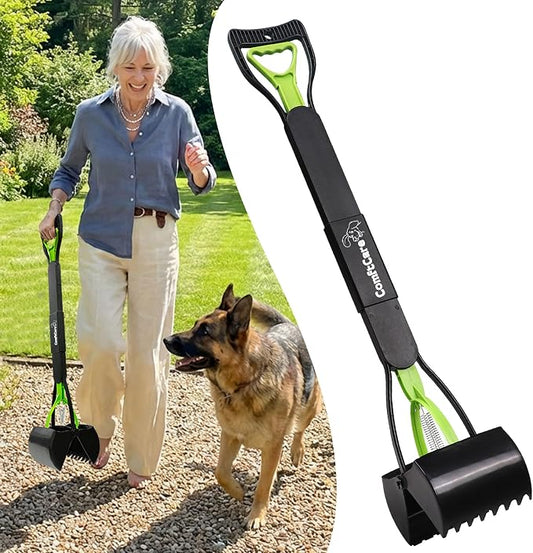 32" Long Handle Pooper Scooper – No Bending Required, Easy & Clean Pickup for Dog Owners, Comfortable Grip Heavy Duty Scoop for Yard, Grass & Walks