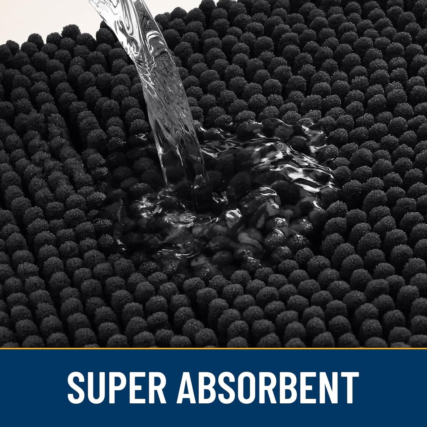 Smiry Dog Door Mat for Muddy Paws 71x46, Absorbs Moisture and Dirt Doormat, Non-Slip Washable Quick Dry Chenille Front Door Mat Indoor Entrance, Entryway Carpet for Inside Floor, Black