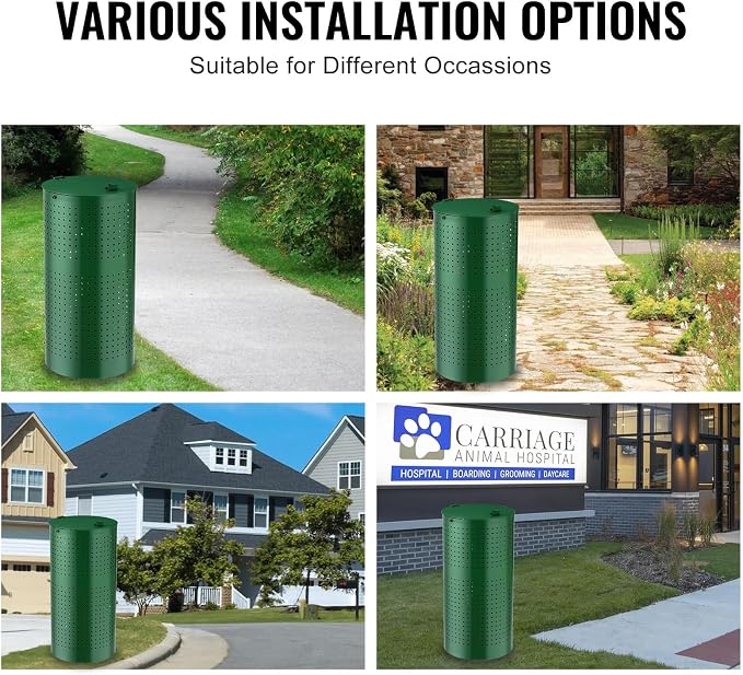 GOWE Dog Poop Trash Can 11.5 Gallons Weather-Resistant Dog Waste Bin with Lid