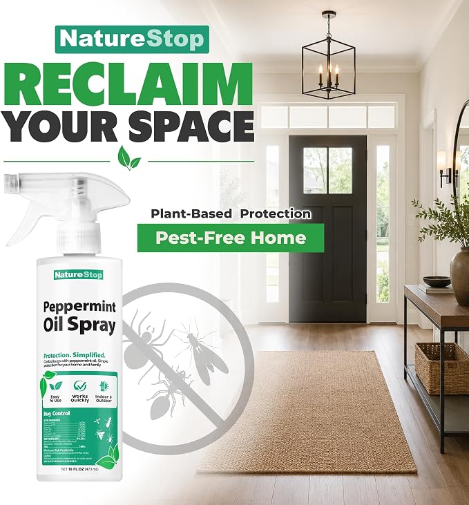 Peppermint Oil Insect Repellent Spray (16oz) | Powerful Peppermint Formula, Pet & Family Friendly, For Household Insects, Indoor & Outdoor Use, Made in USA