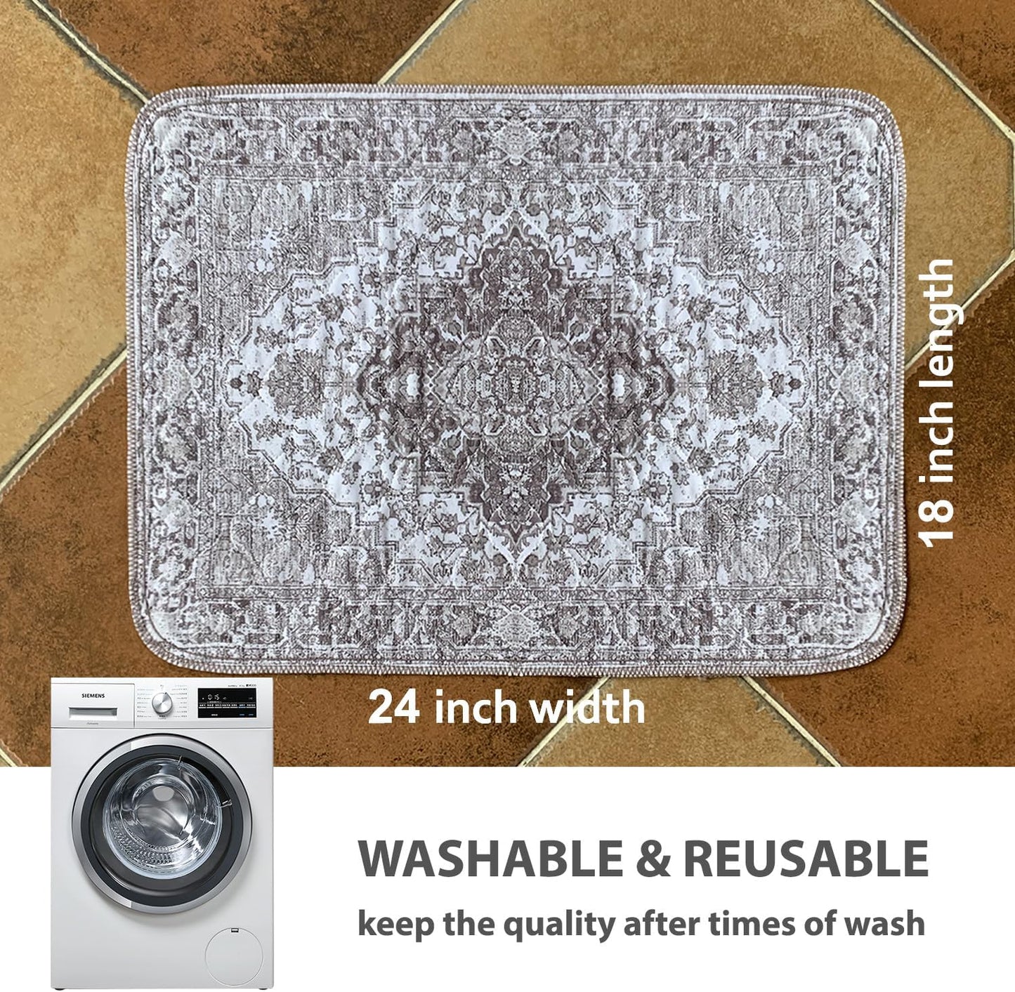 nunubaby 4PACK Washable Pee Pads for Dogs, Stylish, Non-Slip and Leak-Proof Pee Pads. Reusable Potty Pads for Dogs for Crates and Floors.(Brown/Geo, 18" x24")