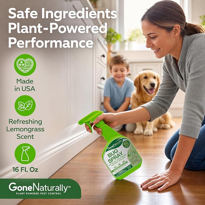 Lemongrass Bug Spray for Home– Extra Strong Insect Repellent & Bug Spray for Home– Kills & Repels Ants, Roaches, Spiders & More– Safe Around Kids & Pets– Indoor & Outdoor Use (16oz)