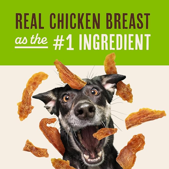 Waggin' Train Chicken Jerky Dog Treats, Made with 100% Real Chicken Breasts, Only Two All-Natural Ingredients, Great High Protein Dog Treat, Easily Digestible for Big or Small Dogs, 18 oz. Pouch