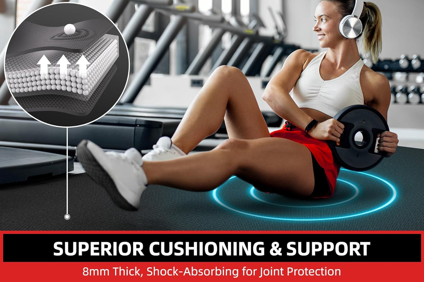 Extra Large Exercise Mat, 10'x6'/9'x6'/8'x6'/7'x5'/6'x4' (8mm/10mm) Thick Workout Mat for Home Gym Flooring, Garage, Shoe-Friendly, High-Density, MMA, HIIT, Weight Lifting, Cardio&Strength