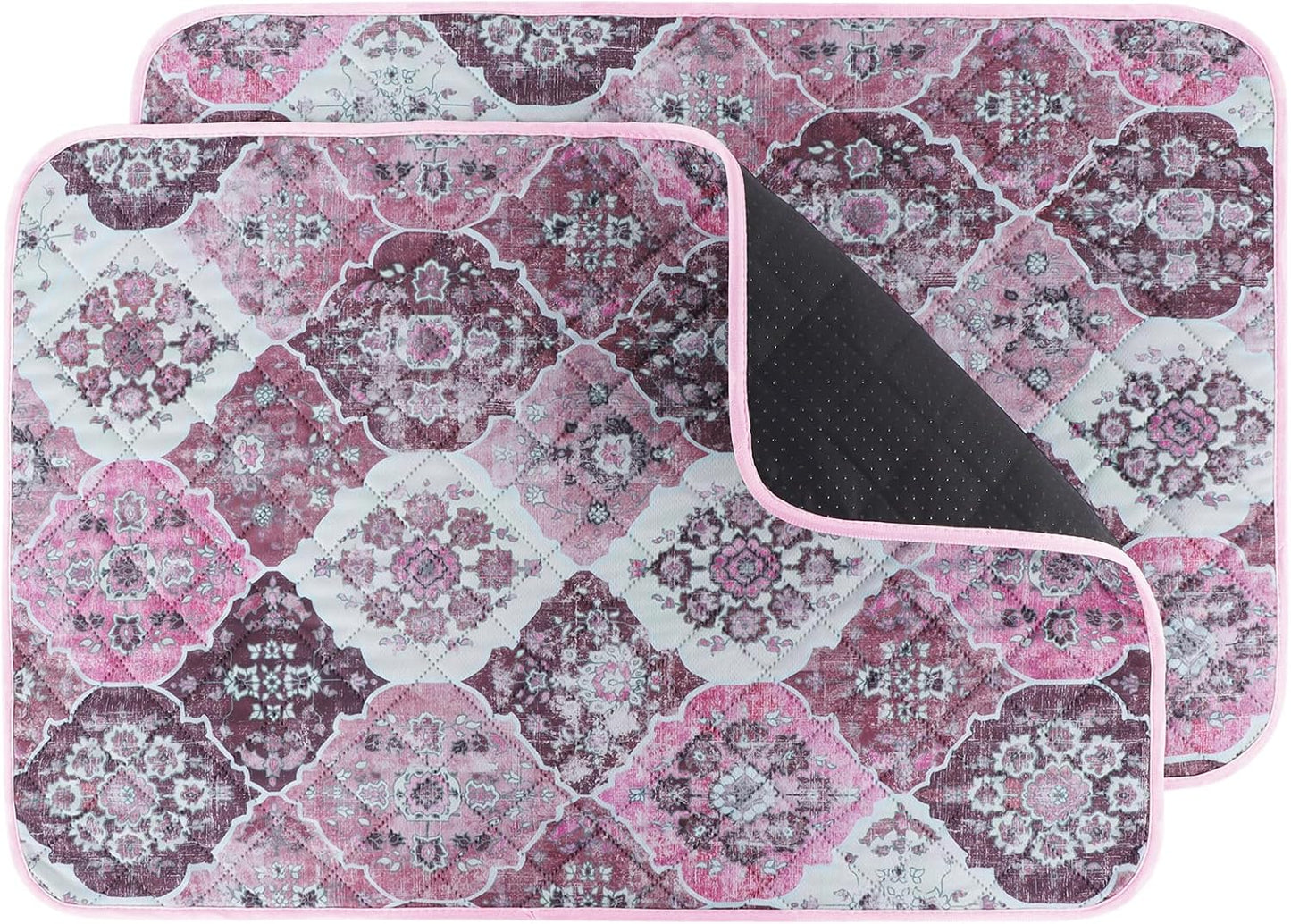 IEUUMLER Washable Pee Pads for Dogs, 2 Pack Reusable Pee Pads for Dogs Non-Slip Grip, Super Absorbent Waterproof Puppy Pads for Potty Training, Playpen, Crate, Whelping Box EU011 Pink, 30x20