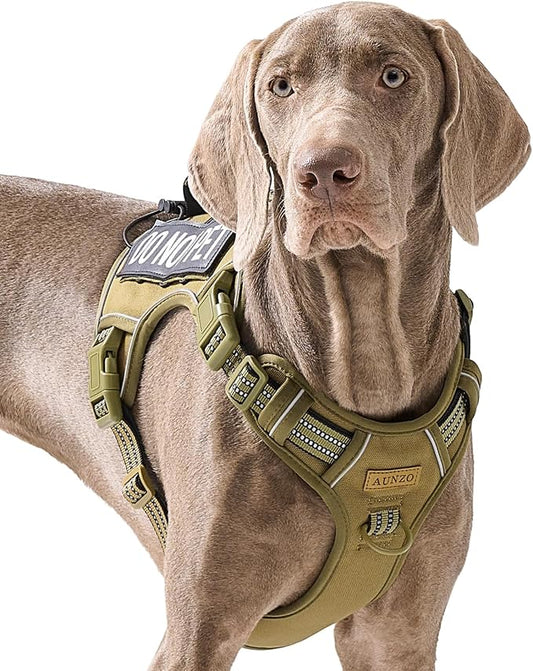 AUNZO Dog Harness with Handle Tactical Dog Harness for Large Dogs No Pull Adjustable Reflective K9 Military Dog Vest Harnesses with Easy Control Handle and Hook & Loop, XL
