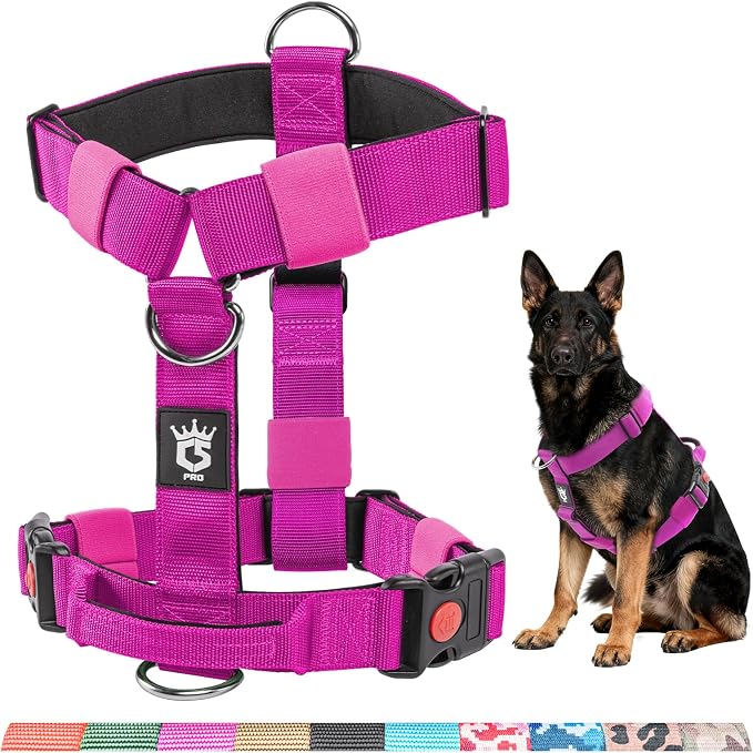 TSPRO Tactical Heavy Duty Dog Harness, Quick Release Buckle & Top Handle | Premium No Pull Dog Vest Harnesses, Adjustable, Soft Padded Lining, 1.25-Inch Wide for Medium Large Dogs, Walking & Training