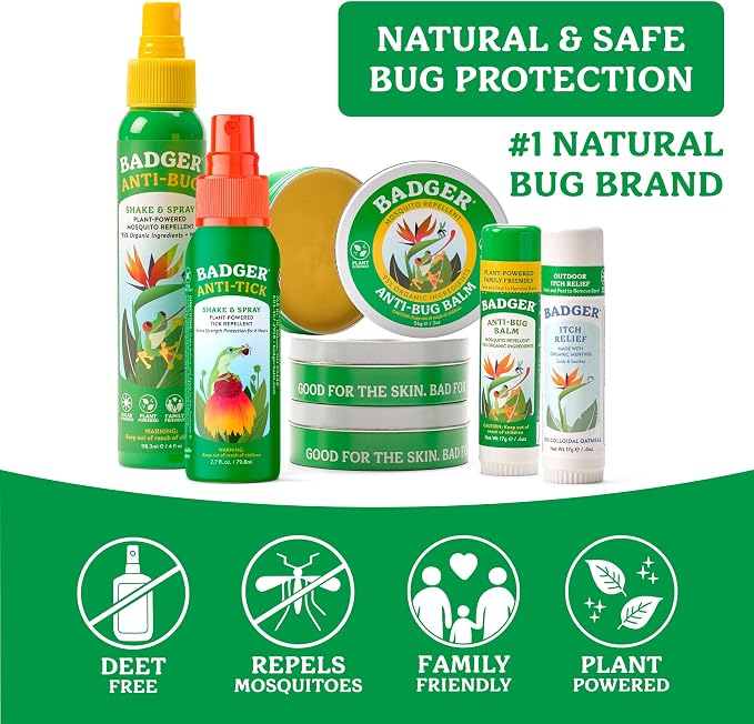 Badger Bug Spray, Large Family Size All Natural Mosquito Repellent w/Organic Essential Oils, Deet-Free Plant Based Insect Repellent, Vegan 8 fl oz