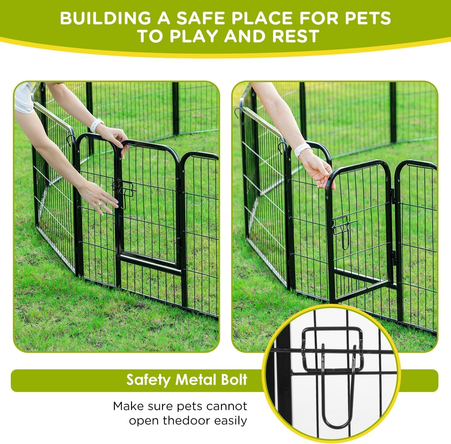 BestPet | Dog Playpen | 24 Inch, 6 Panels | Heavy Duty Metal Pet Exercise Pen | Indoor Outdoor Fence Panels | Rust-Resistant, Removable, Tool-Free Setup | Anti-Skid, Expandable Design