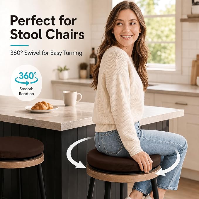 Sojoy iGelComfort 360° Swivel Seat Cushion – Gel Memory Foam Cushion for Car, Office, Dining – Pain Relief & Easy Entry/Exit for Seniors, Post-Surgery & Long Sitting (Brown, 13.5" x13.5" x 1.75")